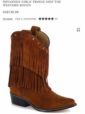 Shyanne Brown Suede Fringe Western Boots size 2